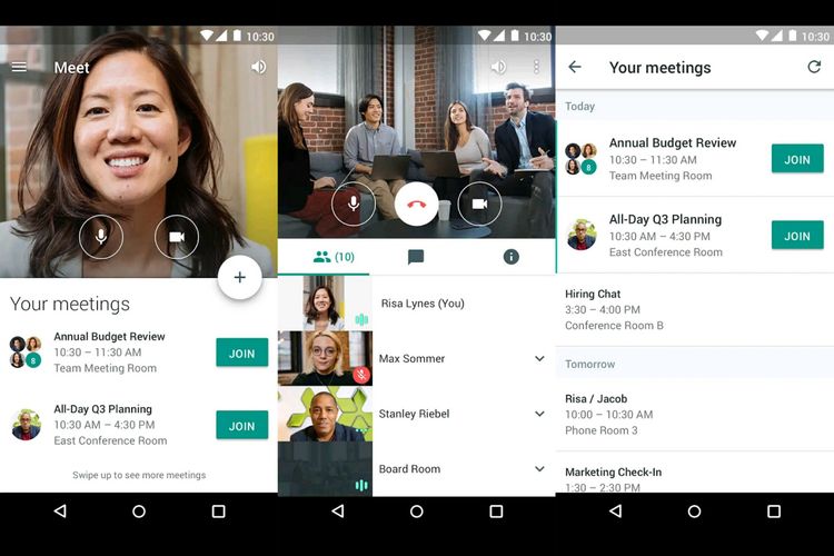 Aplikasi Google Hangouts Meet.
