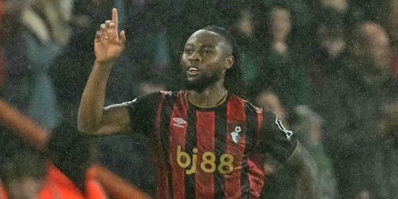 Penyerang Bournemouth, Antoine Semenyo, merayakan gol ke gawang Fulham pada laga lanjutan Premier League di Stadion Vitality pada 3 Oktober 2025.