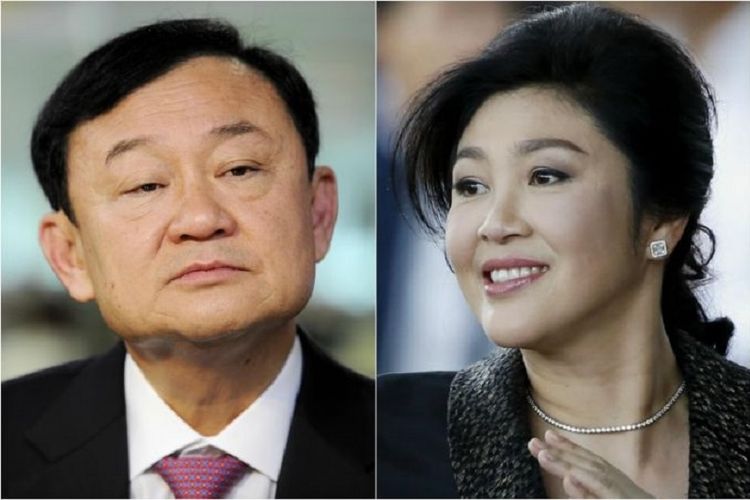 Mantan Perdana Menteri Thailand Thaksin Shinawatra (kiri) dan Yingluck Shinawatra