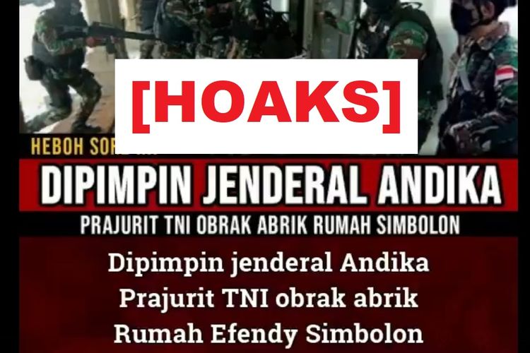 Hoaks, Panglima TNI Jenderal Andika Perkasa mengobrak-abrik rumah Effendi Simbolon