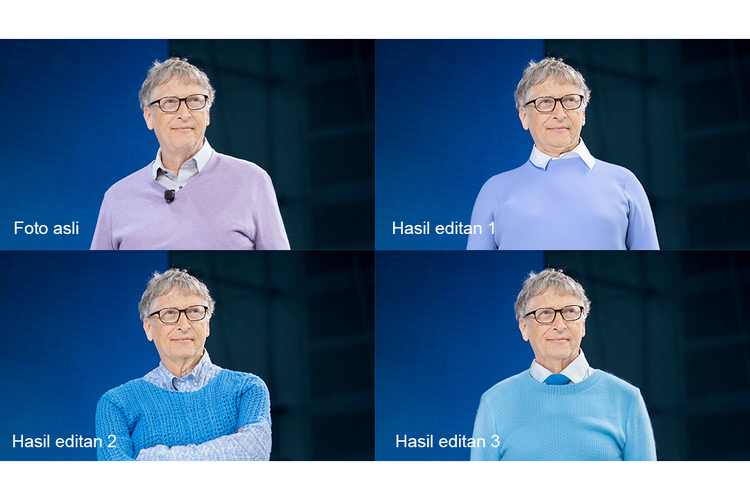 Hasil editan gambar Bill Gates menggunakan fitur Generative Fill di Adobe Photoshop