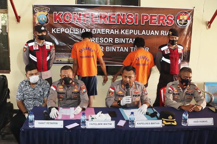 Ekspos perkara curanmor jemaah masjid di Polres Bintan, Kamis (7/7/2022).