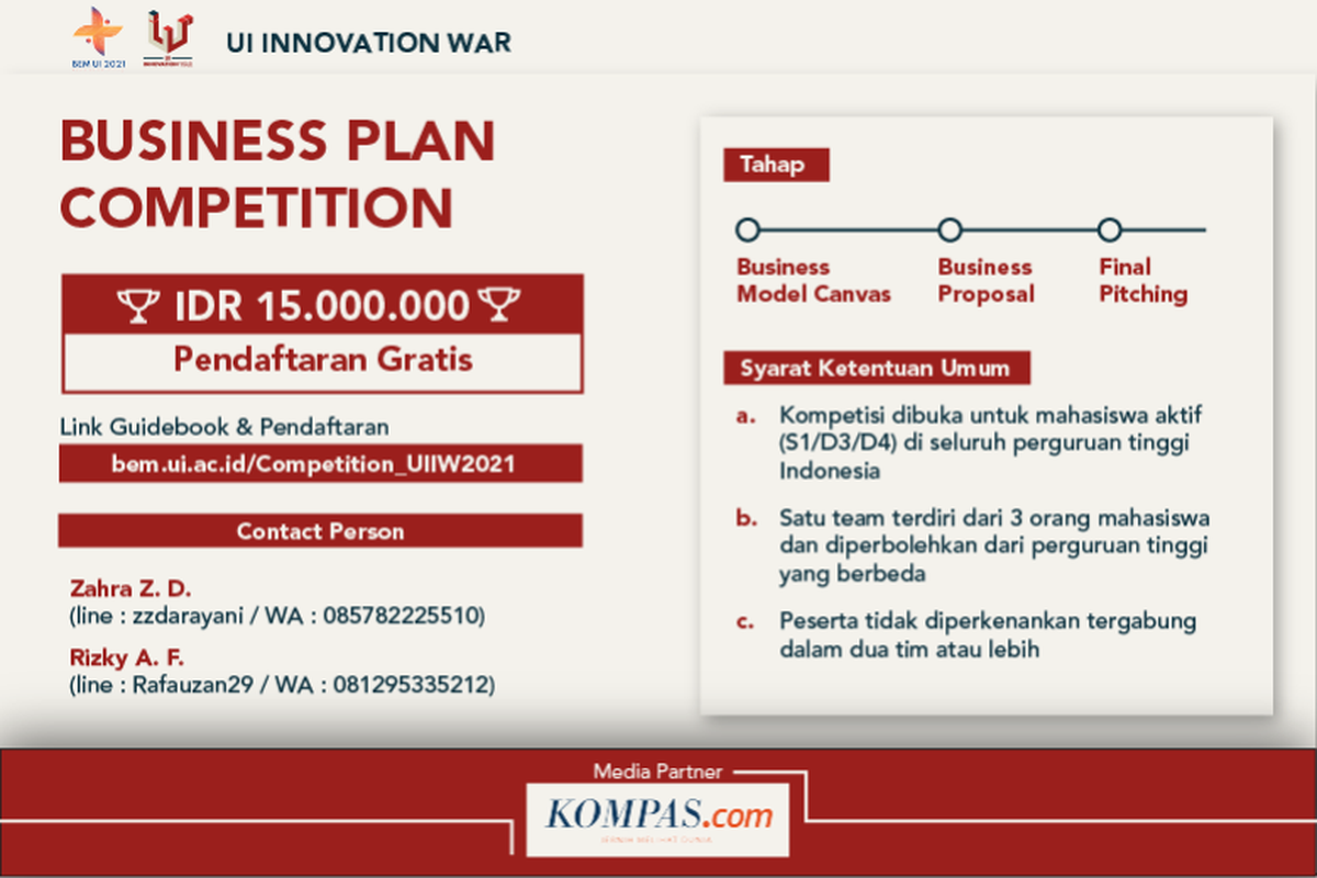 Kompetisi rancang bisnis UI Innovation War 2021. 