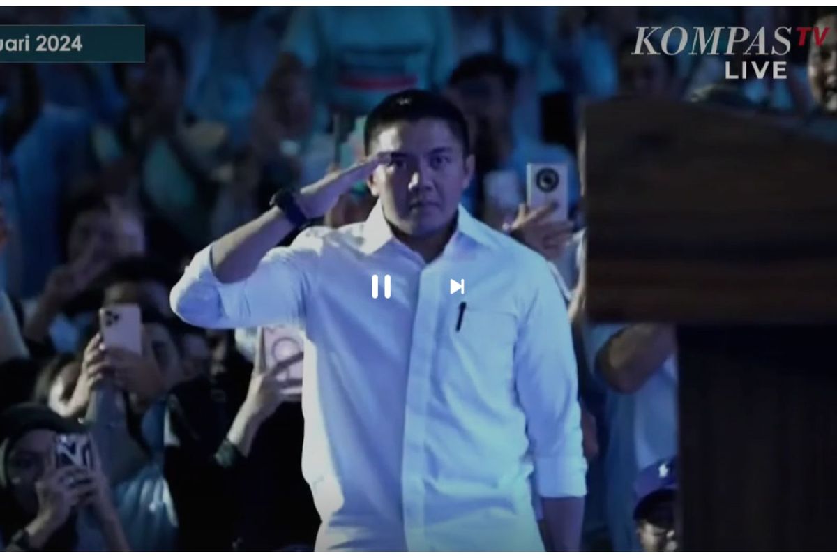 Tangkapan layar pidato kemenangan Prabowo di Istora, Senayan, Jakarta, Rabu (14/2/2024).