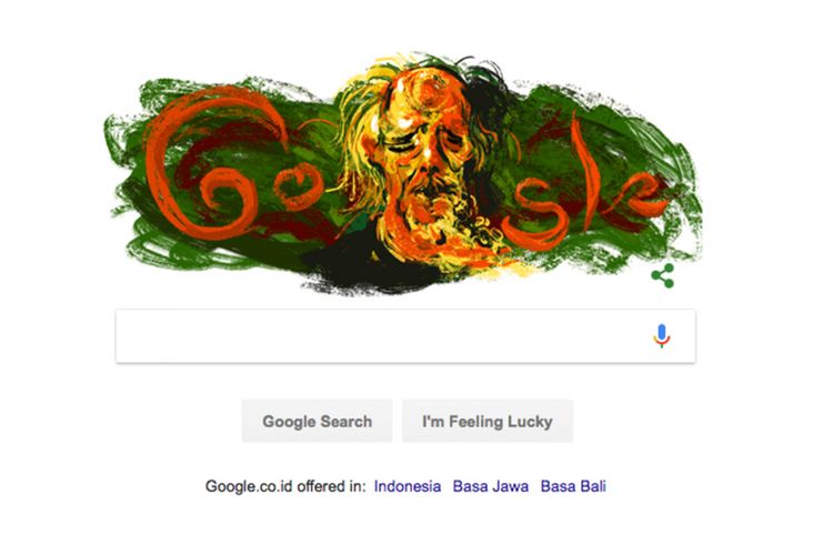 Google Doodle tanggal 1 Mei 2017 untuk memperingati ulang tahun Affandi ke-110.