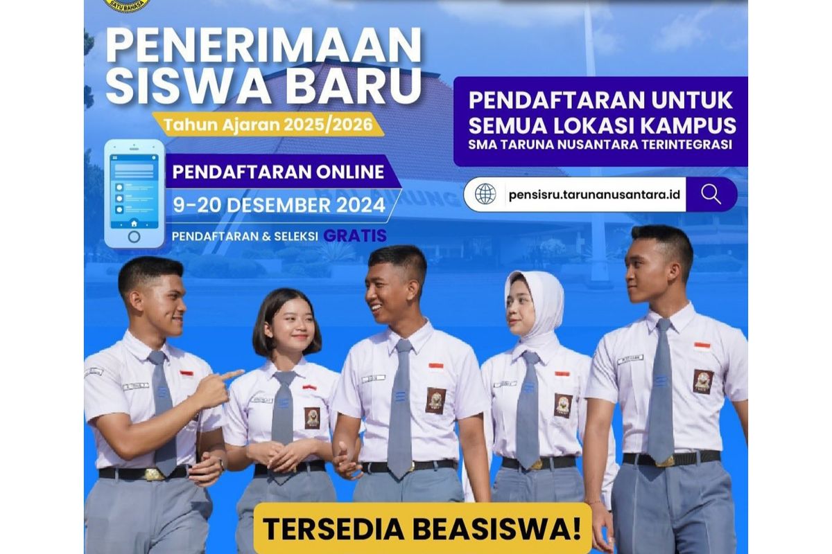 Pendaftaran penerimaan siswa baru (Pensisru) SMA Taruna Nusantara tahun 2025/2026.
