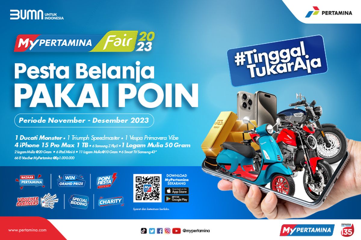 Pertamina gelar MyPertamina Fair 2023 dan tawarkan berbagai hadiah menarik untuk para pengguna.