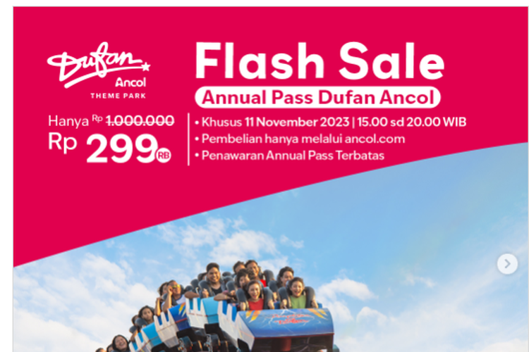 Flash sale promo 11.11 tiket Ancol mulai 15.00 WIB