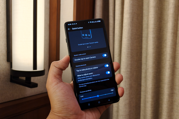 Menu pengaturan Quick Button di Oppo Find X8 Pro.