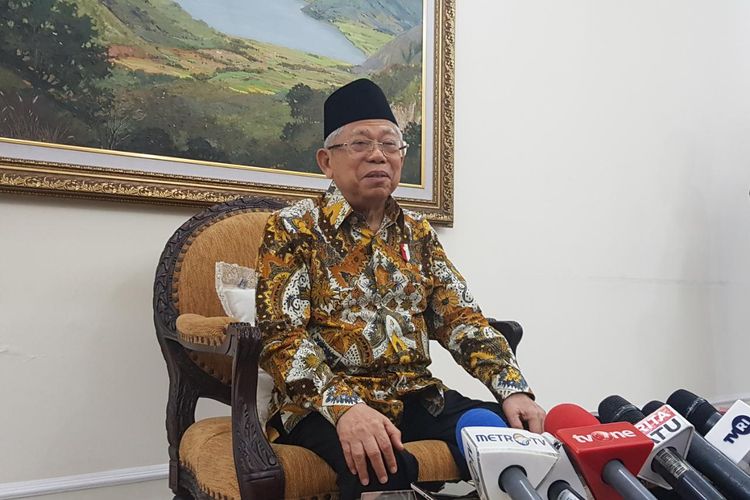 Wapres Maruf Amin saat memberikan keterangan pers di Kantor Wapres, Jalan Medan Merdeka Utara, Jakarta Pusat, Kamis (13/2/2020).