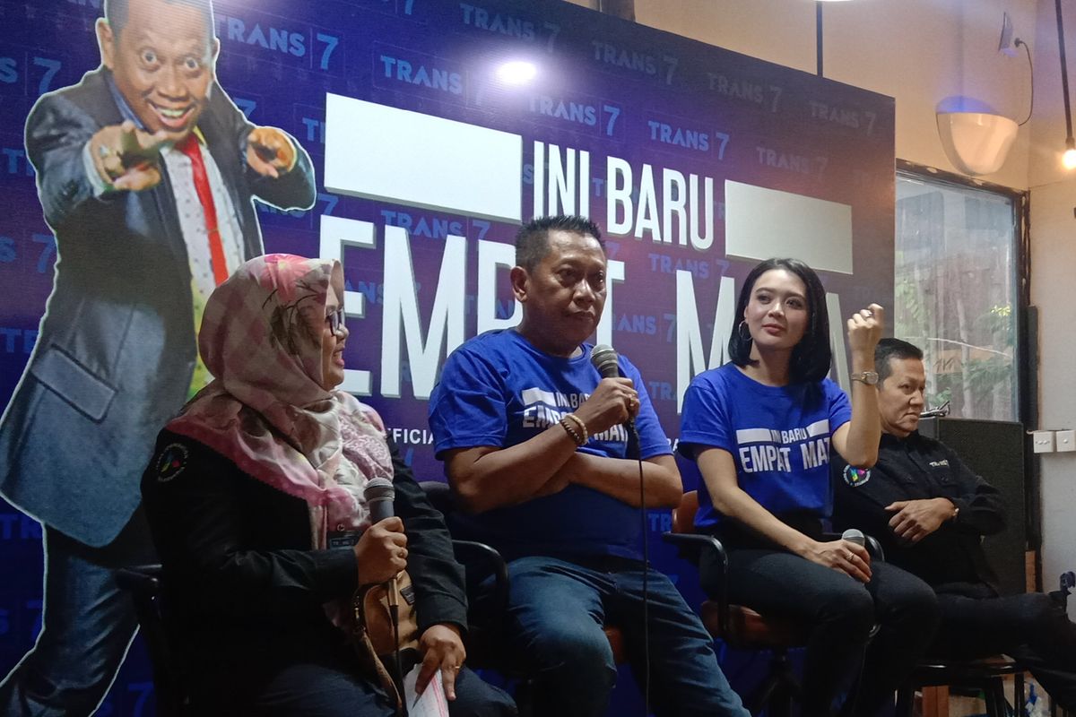 Tukul Arwana dalam jumpa pers peluncuran program Ini Baru Empat Mata di Heyoo Cafe, Tendean, Jakarta Selatan, Senin (19/8/2019).