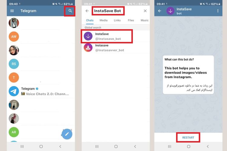 Cara mengunduh foto dan video Instagram lewat Telegram