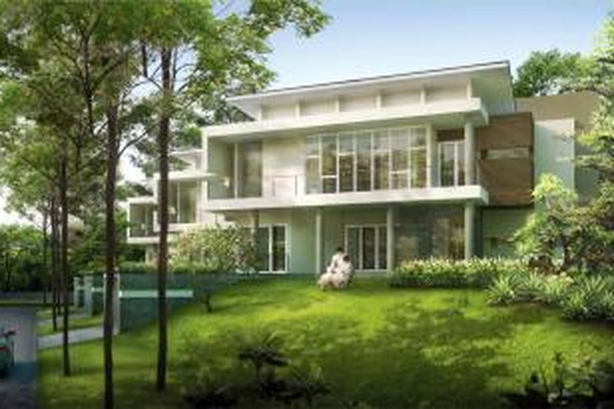Tampilan visual rumah di Rancamaya Golf and Country Estate, Bogor.