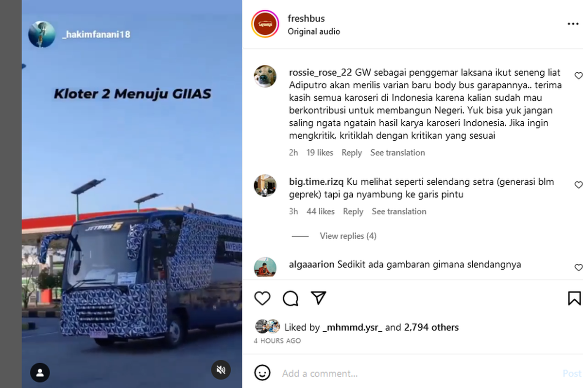 Sedikit kelihatan bentuk dari selendang baru Jetbus 5 buatan Karoseri Adiputro