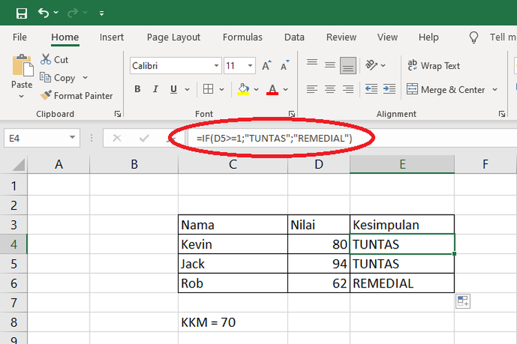 Cara menggunakan rumus IF di Microsoft Excel.