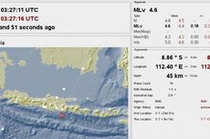 Gempa 4,6 Magnitudo Guncang Pantai Selatan Jawa Timur