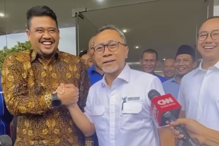 Potongan video Ketua Umum PAN Zulkifli Hasan saat bertemu Wali Kota Medan Bobby Nasution di Deli Serdang, Jumat (15/12/2023).