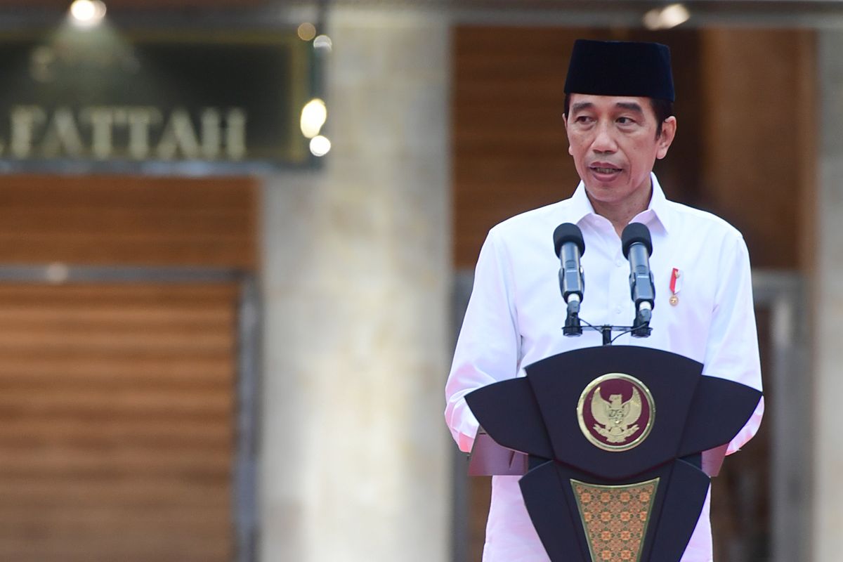 Presiden Joko Widodo (Jokowi) saat membacakan pidato dalam peresmian renovasi Masjid Istiqlal.