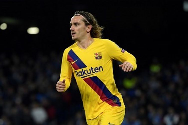 Antoine Griezmann dalam laga Napoli vs Barcelona pada leg pertama babak 16 besar Liga Champions 2019-2020.