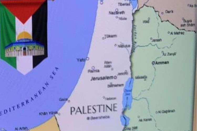Tangkapan layar dari siaran televisi Swedia, Channel 5, yang menampilkan peta palestina dalam program bernama Free for All pada 12 Desember.