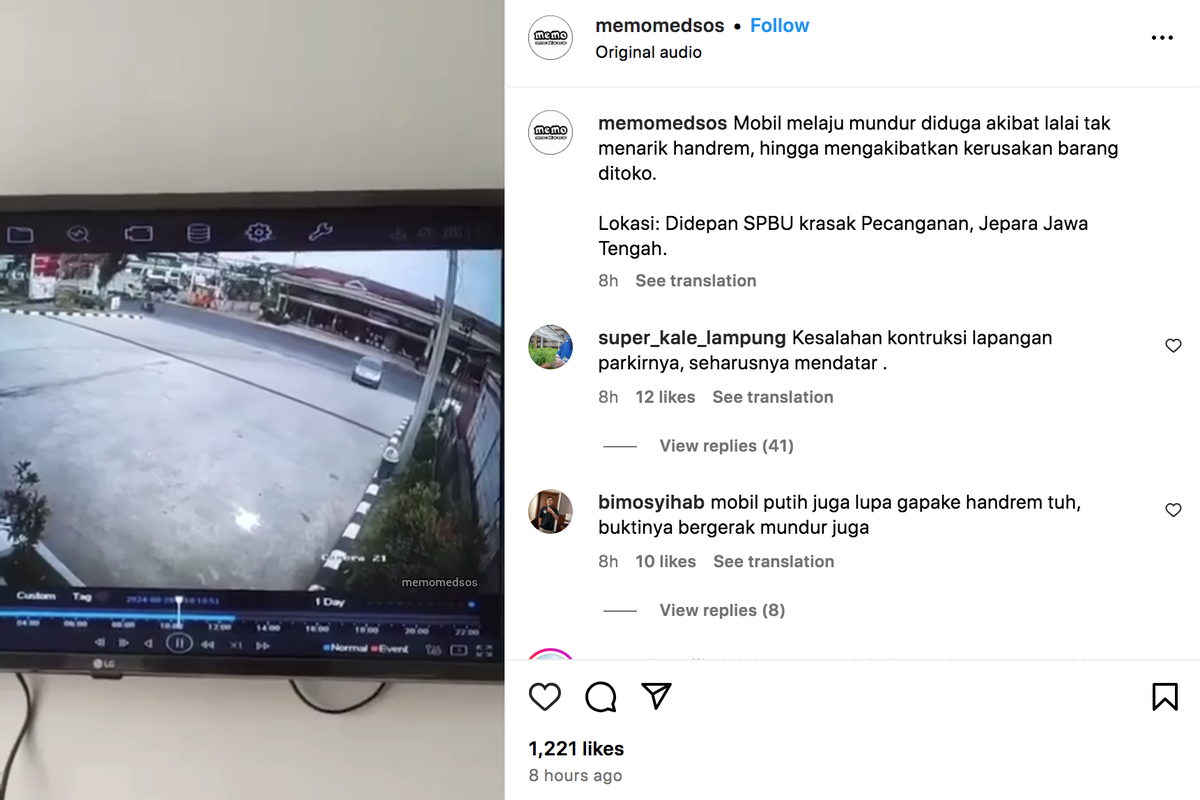 Akibat lupa aktifkan rem tangan mobil meluncur ke jalan