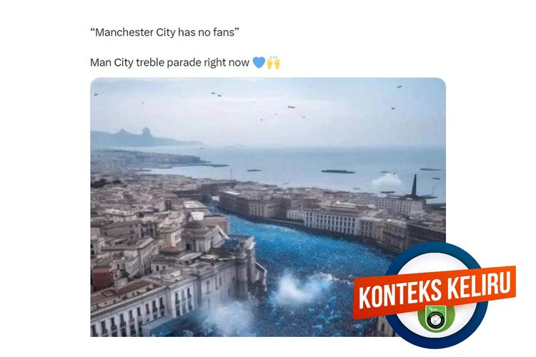 Konteks keliru, foto perayaan juara Napoli diklaim parade treble Man City