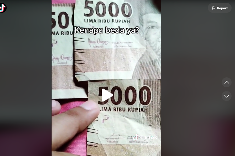 Viral uang Rp 5.000 tanda tangan beda