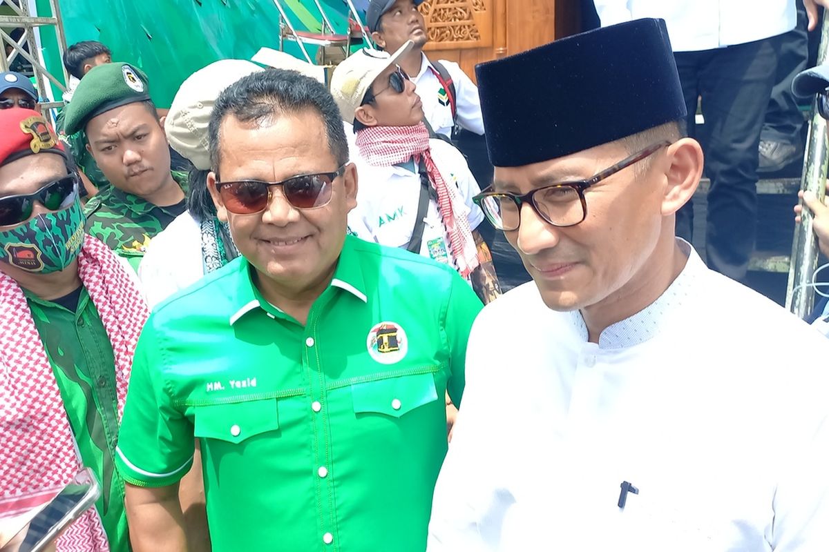 Sandiaga saat hadir di harlah 50 PPP di Stadion Kridosono, Minggu (8/1/2023)