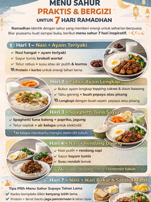 Menu Sahur 7 Hari Ramadhan 2026.