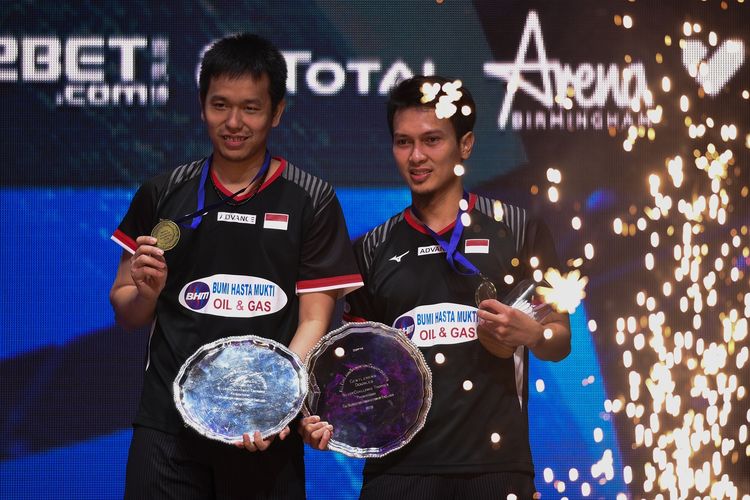 Mohammad Ahsan/Hendra Setiawan memenangi nomor ganda putra All England 2019, Minggu (10/3/2019).