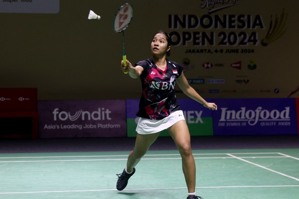 Ester Nurumi Tri Wardoyo berlaga di babak 16 besar Indonesia Open 2024 menghadapi Wang Zhi Yi (China), pada Kamis (6/6/2024), di Istora Gelora Bung Karno.
