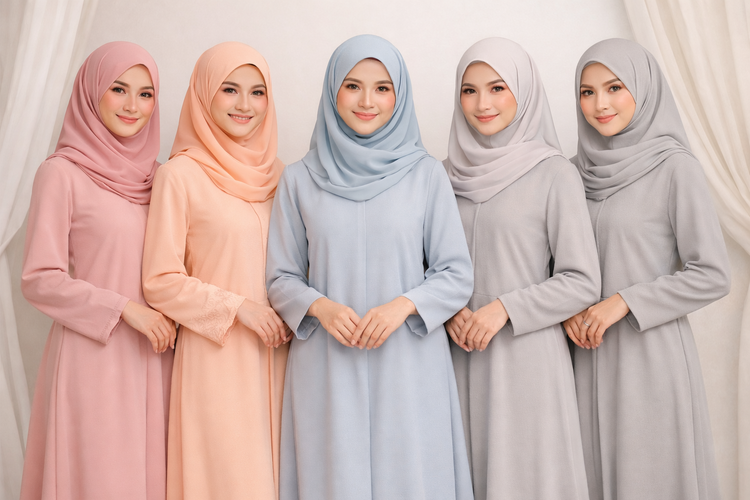 Baju Kurung Melayu dan Inspirasi Padu Padan Hijab yang Elegan: Warna Soft untuk Gaya Feminin.
