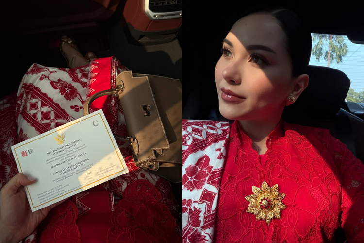 Gaya Alyssa Daguise saat Upacara HUT ke-81 RI, Anggun Berkebaya Merah