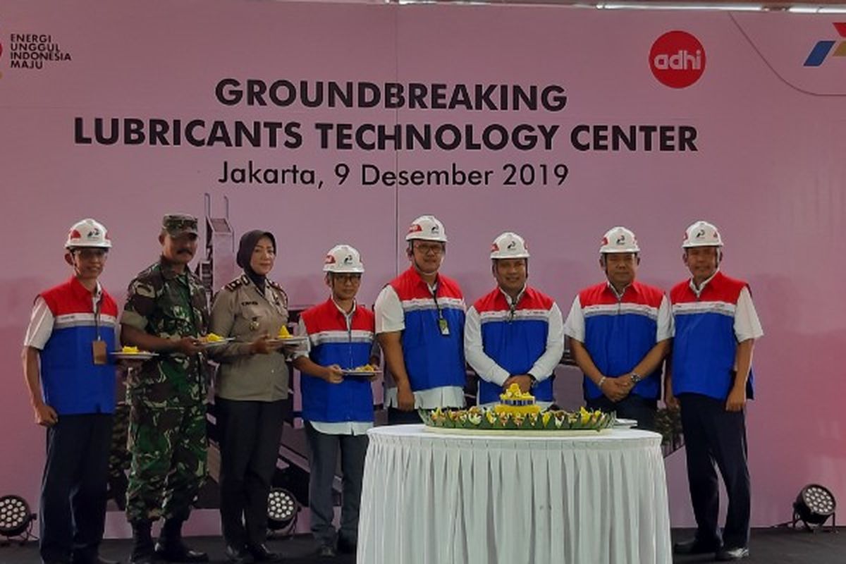 Kegiatan peletakan batu pertama pembangunan Lubricants Technology Center (LTC) di Plumpang, Jakarta Utara, Senin (9/12/2019).