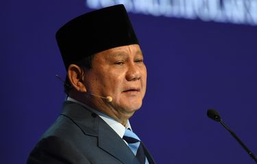 Menteri Pertahanan Indonesia Prabowo Subianto saat menghadiri KTT pertahanan Shangri-La Dialogue di Singapura pada 11 Juni 2022.