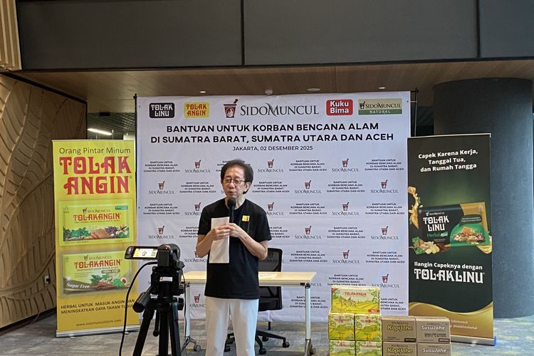 Direktur Sido Muncul Dr. (H.C.) Irwan Hidayat menyampaikan duka cita atas bencana banjir dan longsor di Sumatera. (Dok. Fathia Ariana/KOMPAS.com) 