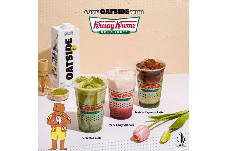 Krispy Kreme berkolaborasi dengan Oatside menghadirkan berbagai menu minuman dan donat baru berbahan dasar susu oat yang lezat. 