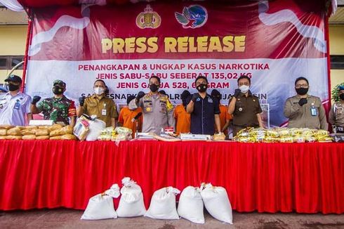 Rekor, Polresta Banjarmasin Gagalkan Penyelundupan Sabu 135 Kilogram dari Malaysia