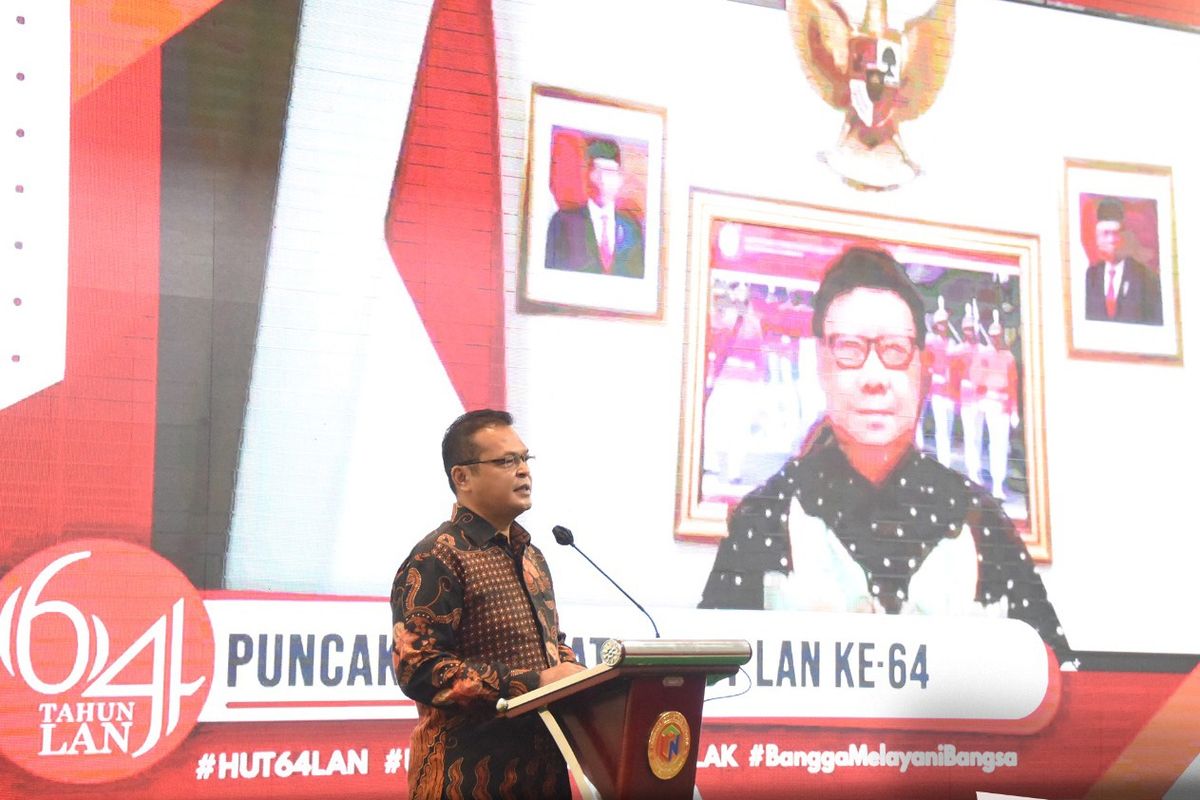 Kepala Lembaga Administrasi Negara (LAN) Adi Suryanto dalam acara ?Peringatan Hari Ulang Tahun (HUT) LAN ke-64?, di Jakarta, Jumat (6/8/2021).