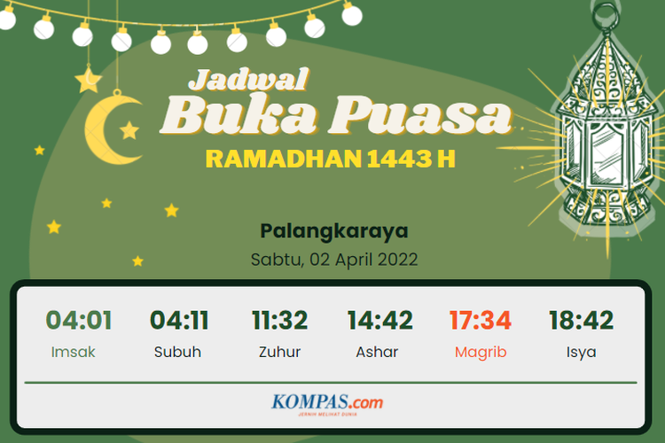 jadwal buka puasa untuk wilayah Palangkaraya dan sekitarnya selama Ramadhan 2022.