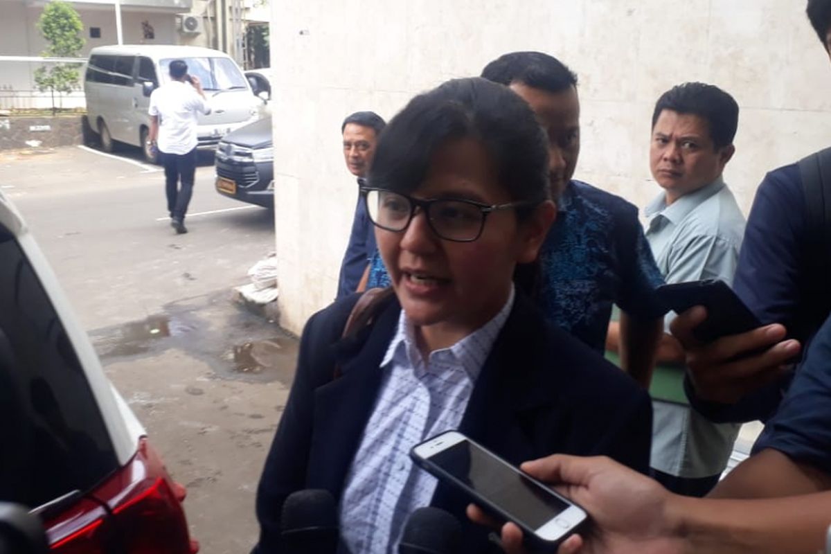 Sekretaris Jenderal PSSI Ratu Tisha Destria di Polda Metro Jaya, Kamis (24/1/2019).