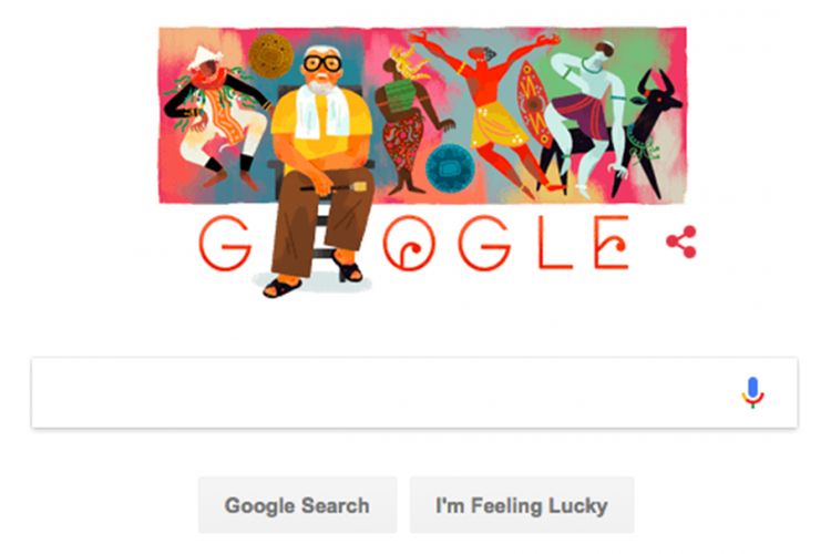 Google doodle tanggal 9 Oktober 2017 merayakan ulang tahun ke-89 dari seniman Bagong Kussudiardja