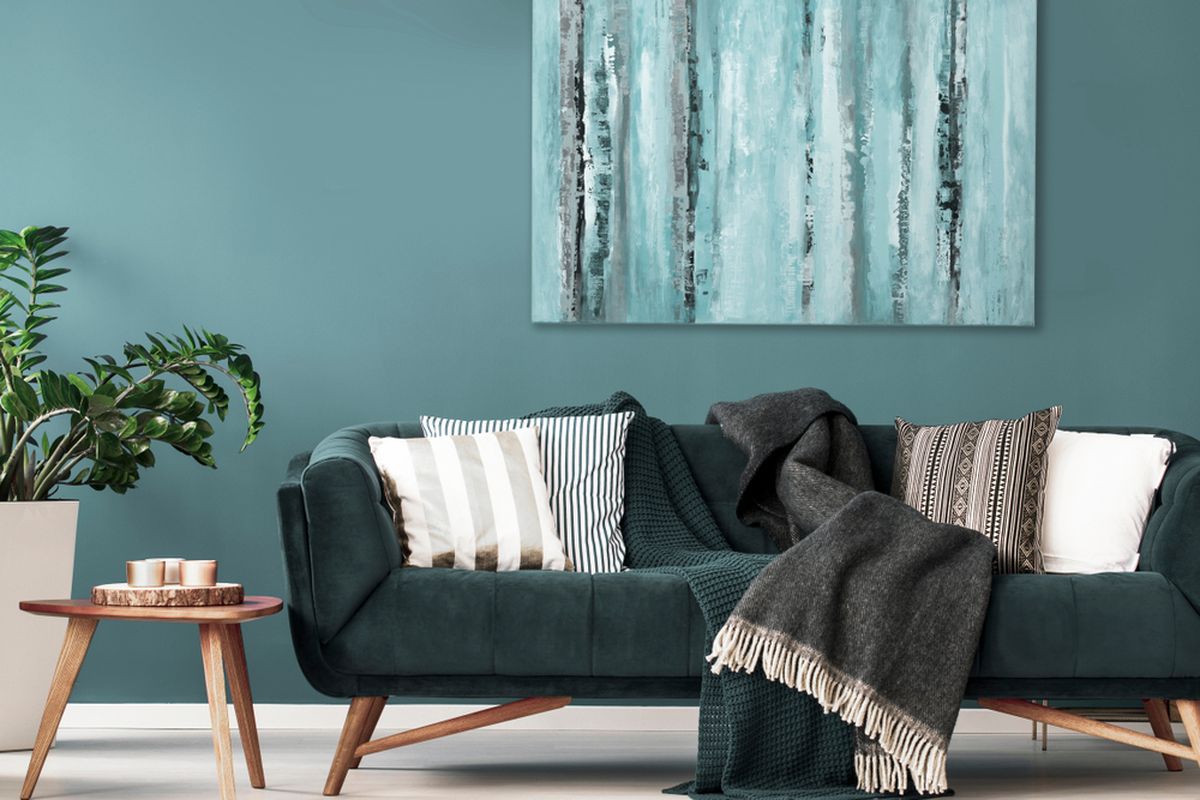 Ilustrasi sofa di ruangan. 