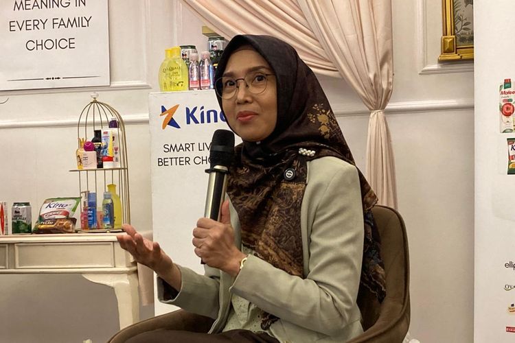 Perencana keuangan bersertifkat, Mike Rini, dalam acara halal bihalal bersama PT Kino Indonesia bertajuk Reconnect: Building Meaning in Every Family Choice di Jakarta, Rabu (29/4/2026).