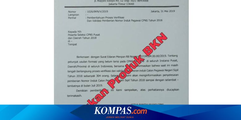 Hoaks Surat Penetapan Nomor Induk 304 Cpns 2018 Halaman All Kompas Com