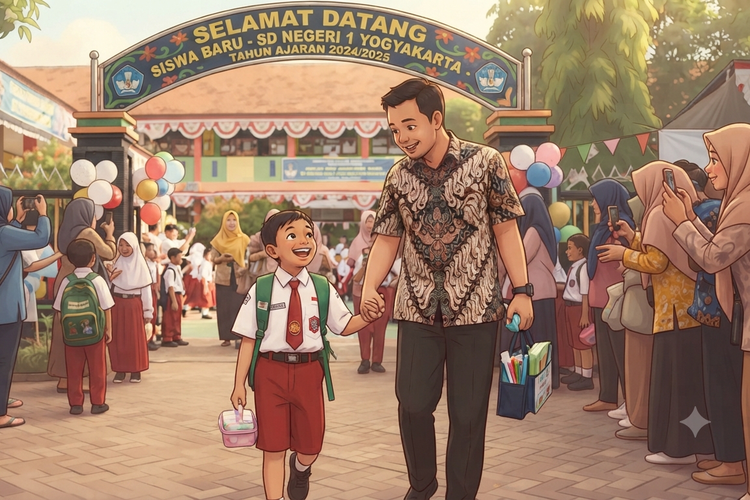Mengungkap Makna Gerakan Ayah Mengantar Anak di Hari Pertama Sekolah