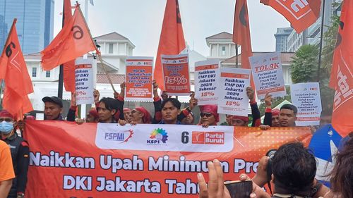 Hari Pertama Kampanye Pemilu, Partai Buruh Demo Tolak UMP DKI Jakarta 2024