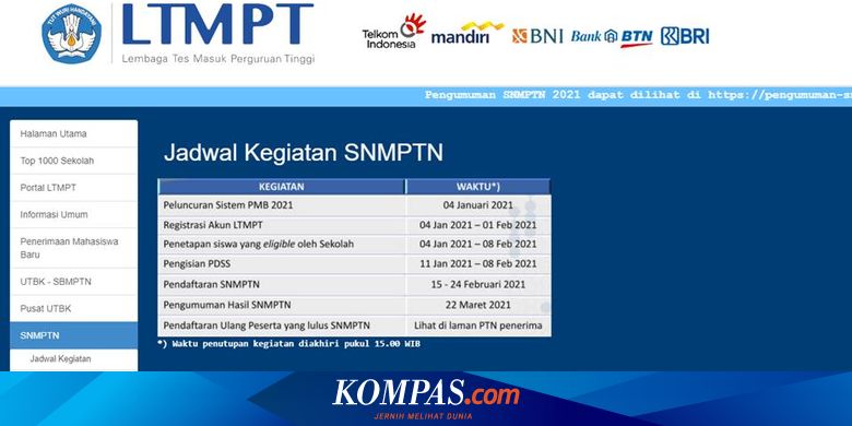 Cara Melihat Hasil Snmptn 2021 Halaman All Kompas Com