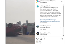 Kecelakaan Tunggal di Tol Batang, Mobil sampai Terbalik di Lajur Kanan