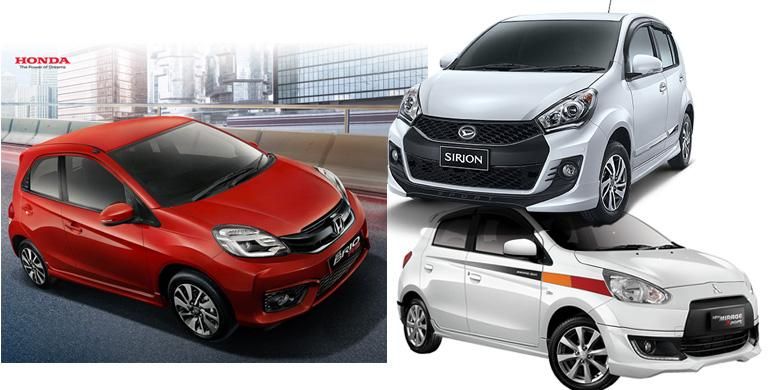 City car sporty perang fitur, Honda Brio RS, Mitsubishi Mirage Sport, dan Daihatsu Sirion Sport.